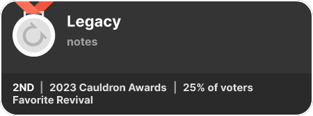 2nd place in the Favorite Revival category in the 2023 Cauldron Awards