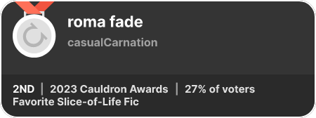 2nd place in the Favorite Slice-of-Life Fic category in the 2023 Cauldron Awards