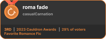 3rd place in the Favorite Romance Fic category in the 2023 Cauldron Awards