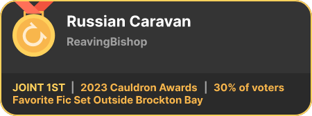 1st place in the Favorite Fic Set Outside Brockton Bay category in the 2023 Cauldron Awards