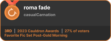 3rd place in the Favorite Fic Set Post-Gold Morning category in the 2023 Cauldron Awards