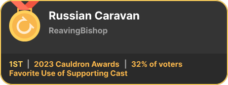 1st place in the Favorite Use of Supporting Cast category in the 2023 Cauldron Awards