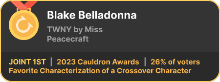 1st place in the Favorite Characterization of a Crossover Character category in the 2023 Cauldron Awards