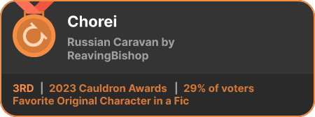 3rd place in the Favorite Original Character in a Fic category in the 2023 Cauldron Awards