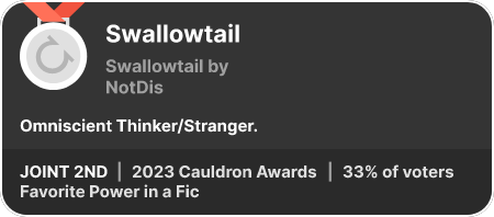 2nd place in the Favorite Power in a Fic category in the 2023 Cauldron Awards