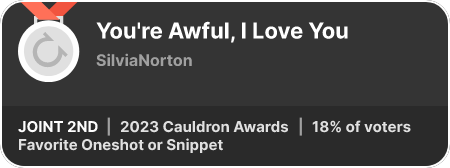 2nd place in the Favorite Oneshot or Snippet category in the 2023 Cauldron Awards