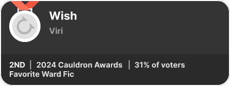 2nd place in the Favorite Ward Fic category in the 2024 Cauldron Awards