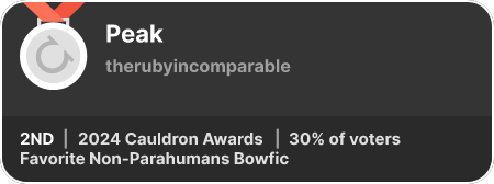 2nd place in the Favorite Non-Parahumans Bowfic category in the 2024 Cauldron Awards