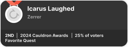 2nd place in the Favorite Quest category in the 2024 Cauldron Awards