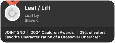 2nd place in the Favorite Characterization of a Crossover Character category in the 2024 Cauldron Awards