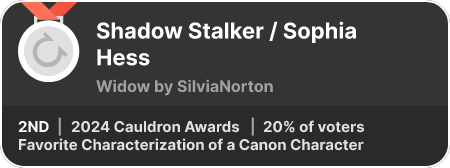 2nd place in the Favorite Characterization of a Canon Character category in the 2024 Cauldron Awards