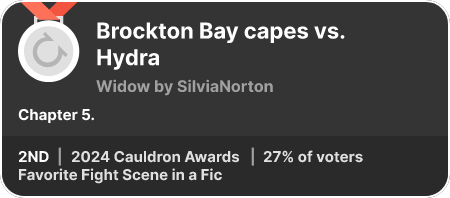 2nd place in the Favorite Fight Scene in a Fic category in the 2024 Cauldron Awards