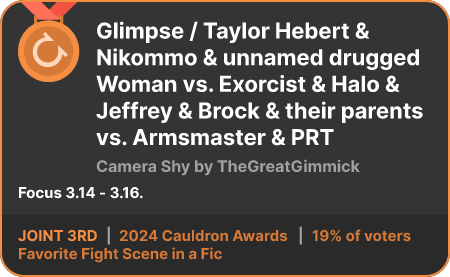 3rd place in the Favorite Fight Scene in a Fic category in the 2024 Cauldron Awards