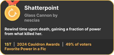 1st place in the Favorite Power in a Fic category in the 2024 Cauldron Awards