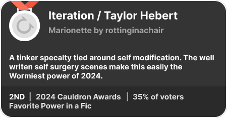 2nd place in the Favorite Power in a Fic category in the 2024 Cauldron Awards