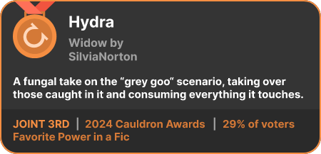 3rd place in the Favorite Power in a Fic category in the 2024 Cauldron Awards