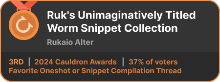 3rd place in the Favorite Oneshot or Snippet Compilation Thread category in the 2024 Cauldron Awards